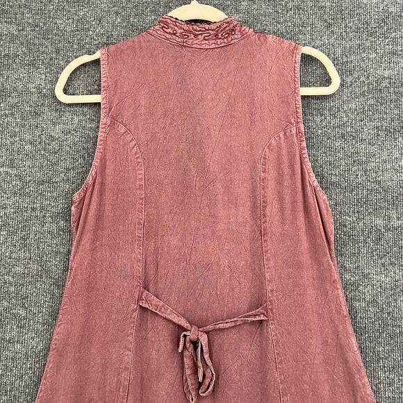 Vintage Magic Boho Hippie Dress Free Size Mauve Embroidered Sleeveless Flowy - Picture 8 of 10